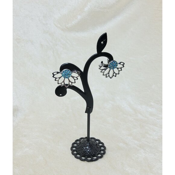 Vintage Blue Crystal Interchangeable Flower,Butterfly Earrings Jewelry Set - Picture 5 of 7